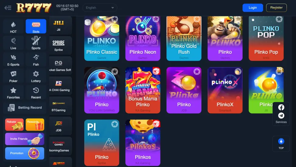 Plinko games at R777 Casino