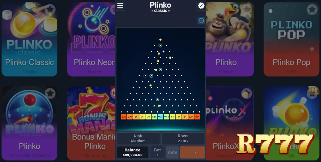 Play Plinko for real money at R777 Casino