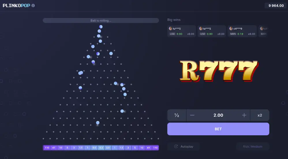 Play Plinko online at R777 Casino